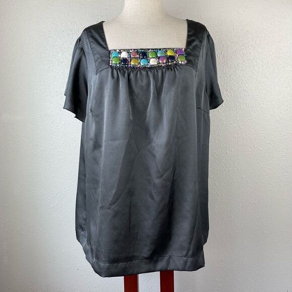 Apt. 9 Short Sleeve Beaded Tunic Top Size 1X EUC - Picture 1 of 7